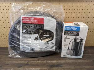 lot 172 image: Everbilt 13 HP Automatic Utility Pump and a Everbilt 1-14 in. x 24 ft. Sump Pump Discharge Hose Kit