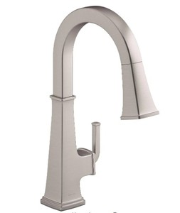 lot 4 image: Kohler Riff Single Handle Pull Down Sprayer Kitchen Faucet in Vibrant Stainless