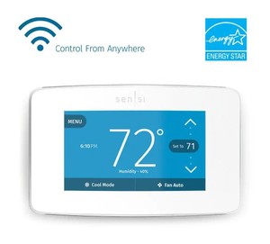 lot 54 image: Sensi Touch Wi-Fi Smart Thermostat with Touchscreen Color Display in White, C-Wire Required by Emerson
