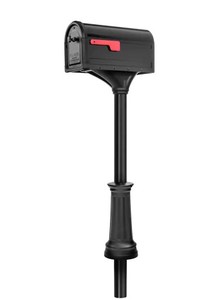 lot 168 image: Roxbury Black, Large Steel Post Mount Mailbox and Premium Steel Post Combo by Architectural Mailboxes