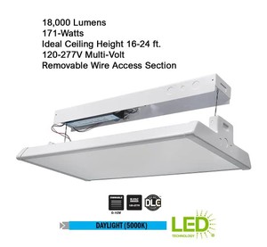 lot 189 image: Commercial Electric 2 ft. 400-Watt Equivalent 18,000 Lumens 171-Watts Integrated LED Dimmable White High Bay Light 120-277 Volt 5000K