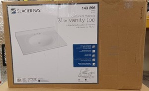 lot 80 image: Glacier Bay Newport 31 in. W x 22 in. D Cultured Marble Vanity Top in White with Integrated Sink