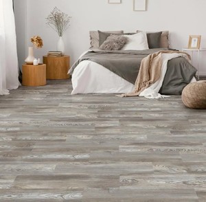 lot 55 image: 7 Cases of Home Decorators Collection Ash Clay 7.1 in. W x 47.6 in. L Click Lock Luxury Vinyl Plank Flooring (23.44 sq. ft.  case)