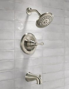 lot 114 image: Delta Porter Single-Handle 3-Spray Tub and Shower Faucet in Brushed Nickel (Valve Included)