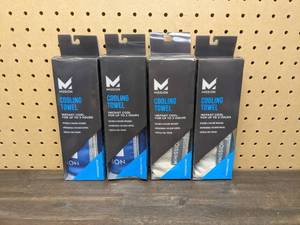 lot 111 image: New Set of 4 Mission HydroActive Cooling Towels in Blue and Gray