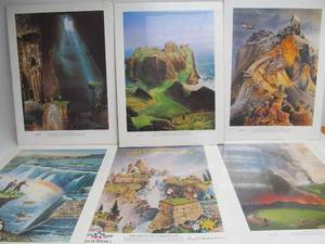 lot 101 image: Very Cool Lot of 6 Fantasy Golf Course Hole Prints by Loyal Chapman