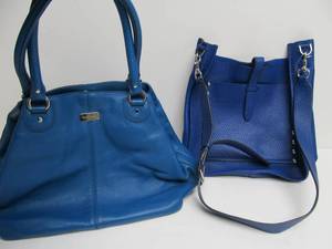 lot 58 image: 2 Larger Genuine Leather Designer Blue Purses - Cole Haan & Rebecca Minkoff