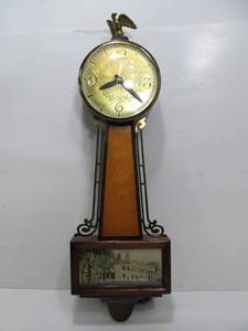 lot 164 image: Working Vintage Lanshire Banjo Style Wall Clock