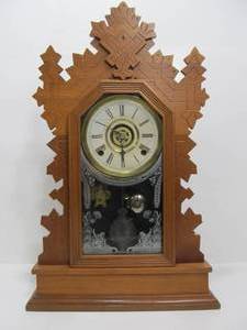 lot 165 image: Very Nice Antique Gilbert Gingerbread Eagle Kitchen Clock