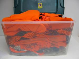 lot 182 image: Large Bin FULL of New and Lightly Used HuntingCamping Equipment & Gear #2