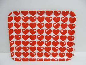 lot 193 image: Mid Century Danish Modern Ab Ary Nybro Sweden Serving Tray wHeart Design