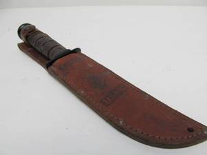 lot 195 image: KA-BAR USMC Fixed Blade Fighting Knife wSheath