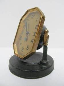 lot 200 image: Excellent Antique Small Brass Swinging Desk Clock