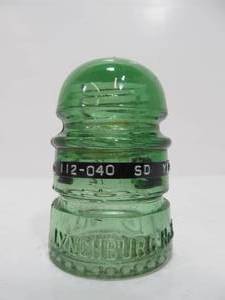 lot 213 image: Antique LYNCHBURG CD 112 Yellow Green Glass Insulator 