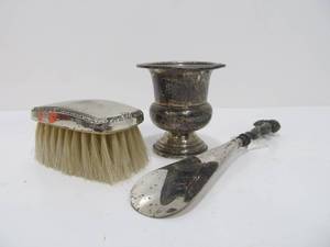 lot 218 image: 3 VintageAntique Sterling Silver Items