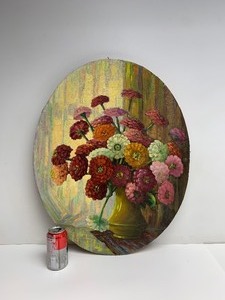 lot 3 image: Original Oil on Canvas Floral Still Life Painting by Western American Artist Leonard Lopp (1888-1974)