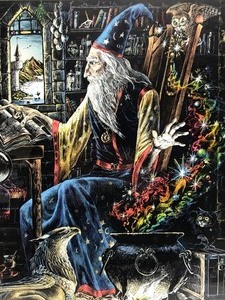 lot 37 image: Excellent Vintage Signed Melody M. Pena Etched WIZARD Art Print