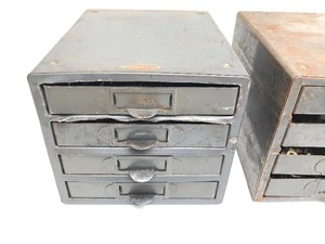 lot 25 image: 2 Vintage Small Industrial Parts Cabinets Full of Hardware etc