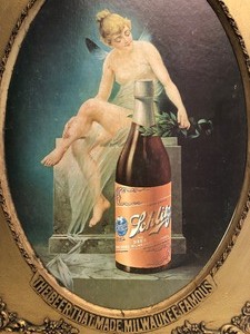 lot 311 image: Vintage SCHLITZ Beer Advertising Sign wOriginal Advertising Frame