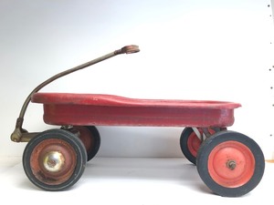 lot 317 image: Vintage 1950s Rolled Steel Red Wagon