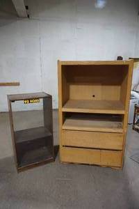 wood cabinet, glass front cabinet
