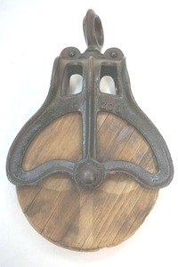 vintage wood pulley