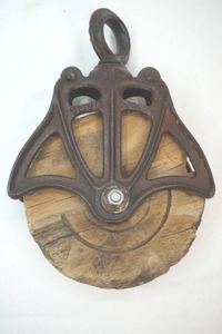 vintage wood pulley