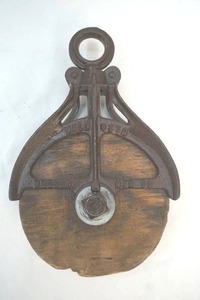 vintage wood pulley