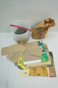 Sandpaper, nails, screws