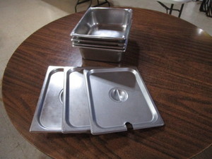 (4) 12 SS Pans 4 Deep (3) Lids