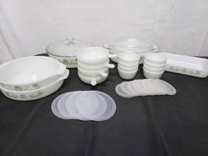 lot 28 image: Collection of Duchess Milk Glass Ovenware & Dishware