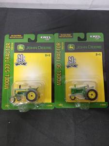 lot 71 image: Two Die Cast Metal John Deere Tractors by Ertl