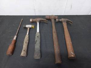 lot 96 image: Collection of Hammers, a Double-sided Mallet, and a Screw Driver