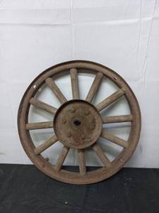 lot 98 image: Wood Spoke Wagon Wheels