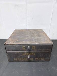 lot 99 image: C G Genuine Carburetor Parts Metal Box