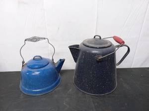 lot 137 image: Two Enamel Kettles
