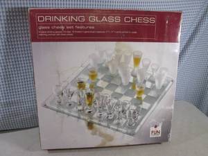 lot 132 image: (EW6) Glass Drinking Glass Chess Ga...