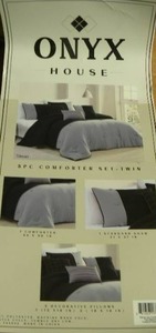 lot 51 image: Onyx House Comforter and Throw Pillows (Open Box)