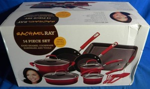 lot 82 image: Brand New Rachael Ray Classic Brights Kitchen in a Box 14-Pc. Nonstick Aluminum Cookware Set
