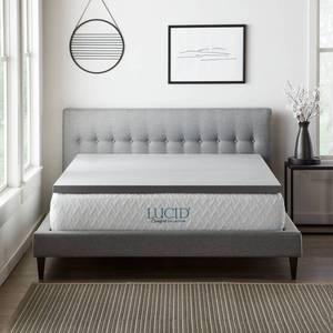 lot 33 image: Brand New - Open Box Item Lucid Comfort Collection 2 Bamboo Charcoal Memory Foam Mattress Topper - Full