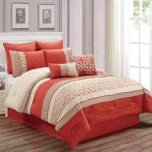 lot 112 image: Brand New Riverbrook Home Janna 8-Pc. Comforter Set - Queen (Orange)