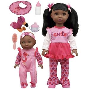 lot 201 image: NEW Little Darlings Sweet Sisters Talking Dolls - Black