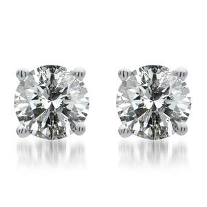 lot 216 image: BRAND NEW - IN A CASE 14K White Gold 12 ct tw Round Diamond Solitaire Stud Earrings