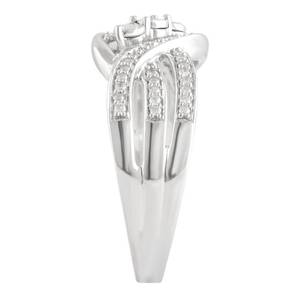 lot 223 image: BRAND NEW Rhodium Over Sterling Silver 14 ct tw Diamond Crisscross Ring