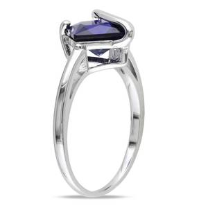 lot 225 image: BRAND NEW - IN A CASE Sofia B. Sterling Silver Square-Cut Created Blue Sapphire Ring