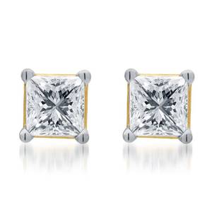 lot 232 image: BRAND NEW 14K Gold 12 ct tw Princess-Cut Diamond Solitaire Stud Earrings ((MSRP $699.99))