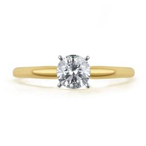 lot 229 image: BRAND NEW 14K Yellow Gold 14 ct IGL Certified Round Diamond Solitaire Engagement Ring ((MSRP $719.99))