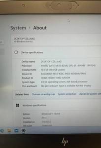 lot 11 image: Refurbished HP Elitebook 840 G5 14 500GB Intel Core i8-8250U 16Gb Windows 11 Home