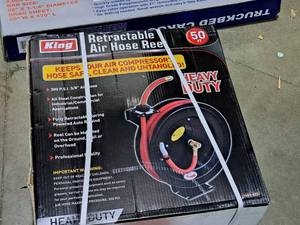 lot 303 image: King 38x50 Heavy Duty Retractable Air Hose Reel (New in Box)