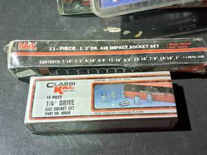 lot 444 image: Lot of (2) Hand Tools - MIT 11-piece 12 Air Impact Socket Set SAE, ClassiKal Hand Tools 15-piece 14 Socket Set SAE